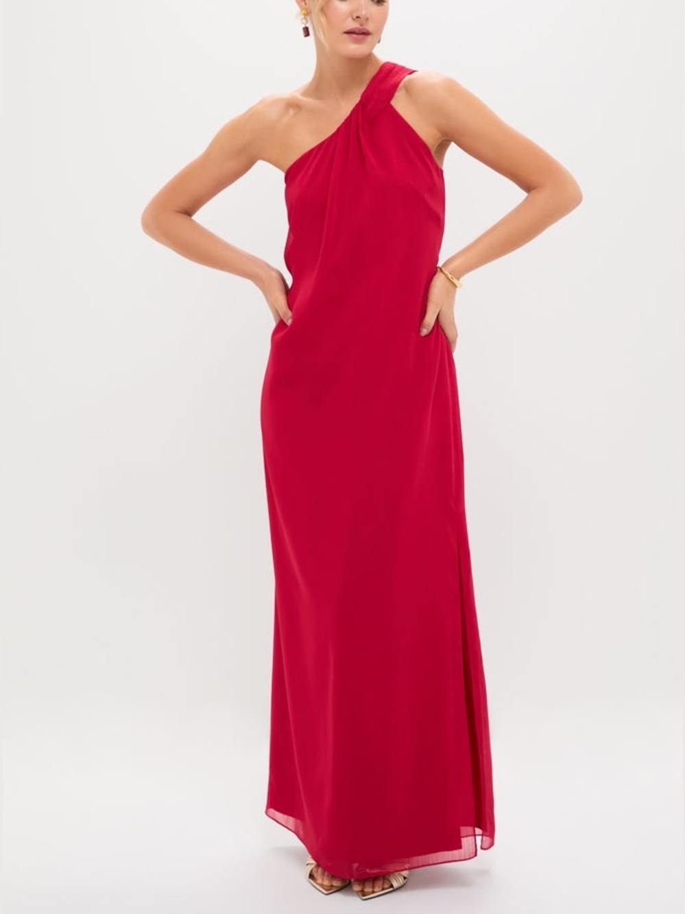Pomander Place Red Soleil One Shoulder Maxi Dress NWT Small